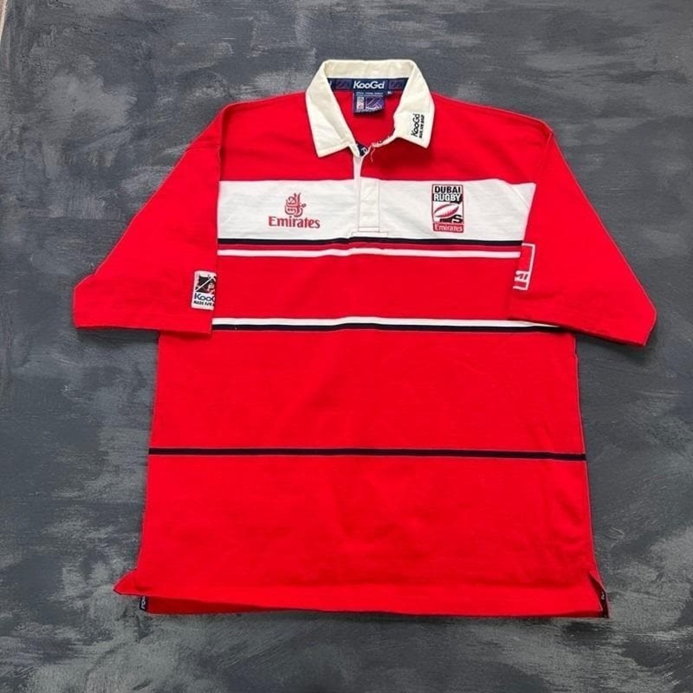 Vintage Dubai Rugby Shirt Mens XL Red KooGD Emirates